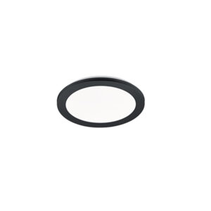 Stropní svítidlo kulaté černé 26 cm vč. LED 3stupňové stmívatelné IP44 – Lope