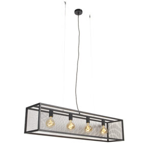 Průmyslová závěsná lampa černá 118 cm, 4 světla – Cage Mesh