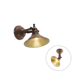 Průmyslová nástěnná lampa rez se zlatem - Rust