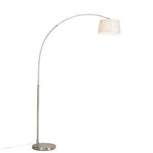 Moderní ocelová oblouková lampa s bílým látkovým stínidlem - Arc Basic