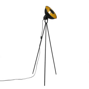 Stativová průmyslová stojací lampa černá se zlatem – Magna Basic 25