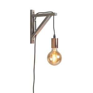 Nástěnná lampa taupe s mědí – Hangman