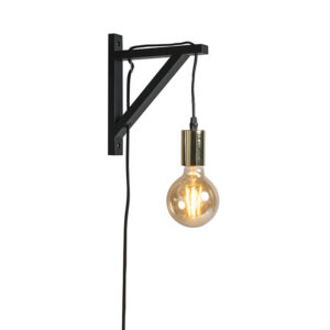 Nástěnná lampa černá se zlatem – Hangman