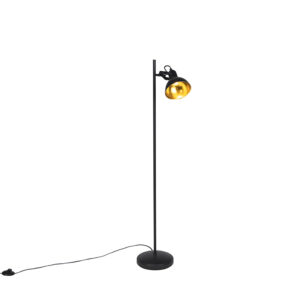 Průmyslová stojací lampa černá se zlatým 1 světlem – Tommy