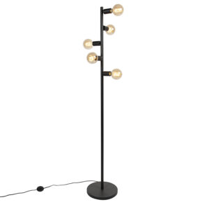 Moderní stojací lampa černá 5 světel - Facil