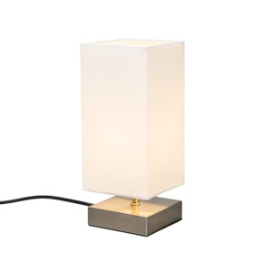 Moderní stolní lampa bílá s ocelí – Milo