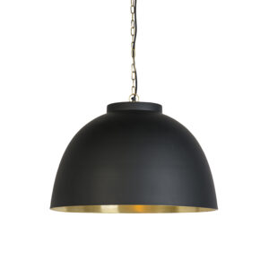 Závěsná lampa černá s mosazným vnitřkem 60 cm – Hoodi
