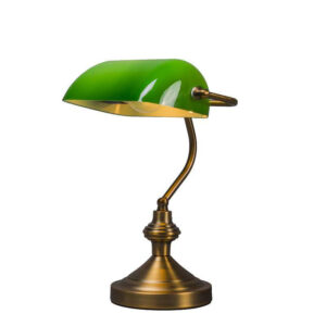Chytrá klasická stolní lampa bronzová se zeleným sklem včetně Wifi A60 – Banker
