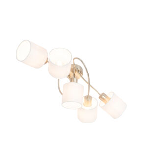 Moderní stropní lampa z oceli s bílými stínítky, 5 světel – Hetta