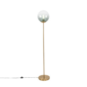 Art Deco stojací lampa mosaz se zeleným sklem – Pallon Mezzi