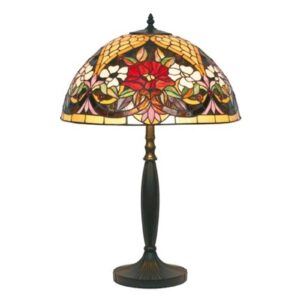 Květinově vzorovaná stolní lampa v Tiffany stylu