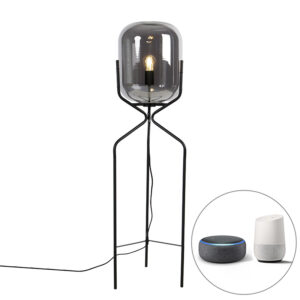Inteligentní stojací lampa černá včetně kouřového skla WiFi A60 – Bliss