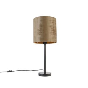 Moderní stolní lampa černá se stínidlem hnědá 25 cm – Simplo