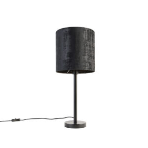 Moderní stolní lampa černá s černým stínidlem 25 cm – Simplo