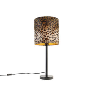 Moderní stolní lampa černá se stínidlem leopard 25 cm – Simplo