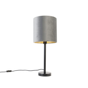 Moderní stolní lampa černá s šedým stínidlem 25 cm – Simplo