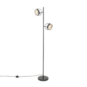 Vintage stojací lampa černá 2-světelná - Tamina
