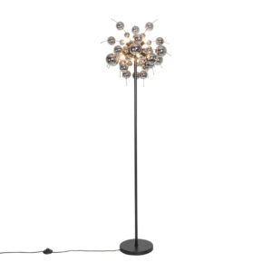 Designová stojací lampa černá s kouřovým sklem 8 světel – Explode