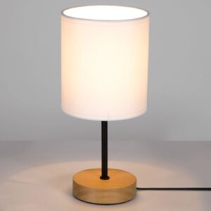 Stolní lampa Corralee dřevo, bílé látkové stínidlo