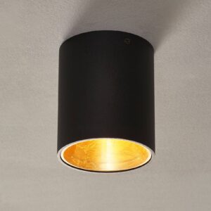 LED stropní svítidlo Polasso, kulaté, černá-zlatá