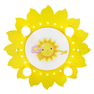 Stropní světlo Slunce s květinou, 4 zdroje, žlutá