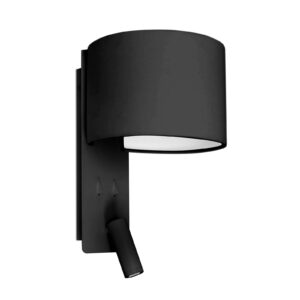Nástěnné světlo Fold s LED lampou na čtení, černá