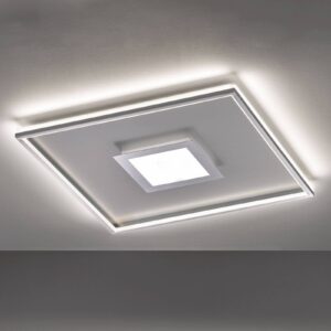 LED stropní svítidlo Zoe, čtvercové, chrom 80x80cm