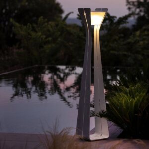 LED solární světlo Osmoz z hliníku, 175 cm, bílá