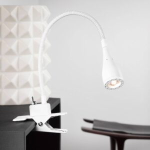 Ohebná LED klipová lampa Mento, bílá