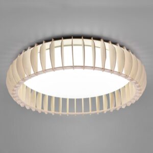 LED stropní světlo Monte, CCT, Ø60cm, dřevo světlé