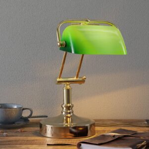 Bankéřská lampa Steve zelené skleněné stínidlo