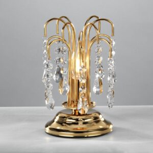 Stolní lampa Pioggia s křišťály, 26 cm, zlatá