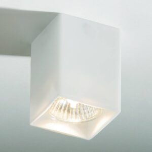 Hranaté stropní světlo QUADRO z bílého skla