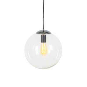 Skandinávská závěsná lampa chrom s čirým sklem – Ball 30