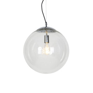 Skandinávská závěsná lampa chrom s čirým sklem – Ball 40