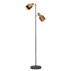 Designová stojací lampa černá se 2 zlatými skvrnami – Conter