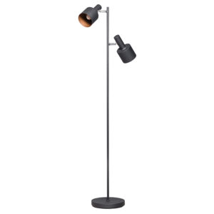 Moderní stojací lampa černá se 2 body – Conter