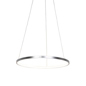 Moderní kruhová závěsná lampa stříbrná 60 cm vč. LED – Anella