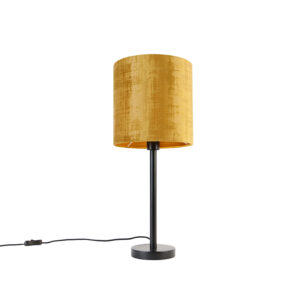 Moderní stolní lampa černá se stínidlem zlatá 25 cm – Simplo