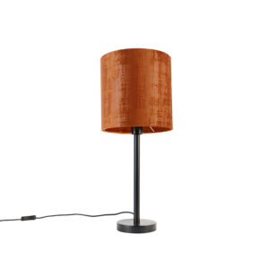 Moderní stolní lampa černá s červeným stínidlem 25 cm – Simplo