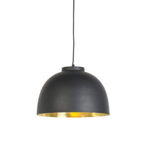 Závěsná lampa černá s mosazným vnitřkem 40 cm – Hoodi