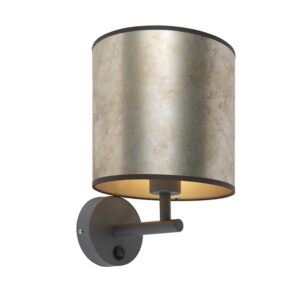 Vintage nástěnná lampa tmavě šedá se zinkovým odstínem – mat
