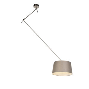 Závěsná lampa s plátěným stínidlem taupe 35 cm - ocel Blitz I
