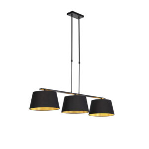 Závěsná lampa s bavlněnými odstíny černé se zlatem 32cm – Combi 3 Deluxe