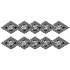 Sada 10 moderních zapuštěných reflektorů z hliníku o tloušťce 3 mm – Qure