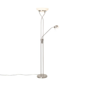 Stojací ocelová lampa včetně LED a stmívače s lampičkou na čtení – Empoli