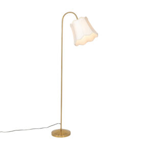 Klasická mosazná stojací lampa s bílým stínidlem – Nona