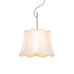 Klasická mosazná závěsná lampa s bílým stínidlem – Nona