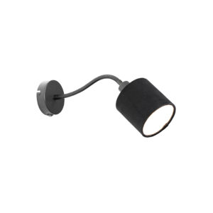 Nástěnná lampa černá se stínidlem černým vypínačem a flex ramenem – Merwe