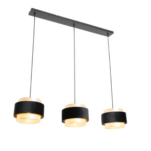 Moderní závěsná lampa černá se zlatým 3-světlem – Elif